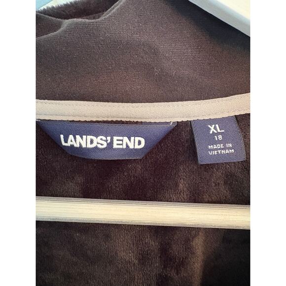 LANDS END BLACK FAUX FUR QUARTER ZIP PULL OVER SIZE XL - Picture 3 of 3